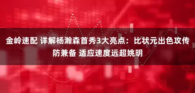 金岭速配 详解杨瀚森首秀3大亮点：比状元出色攻传防兼备 适应速度远超姚明