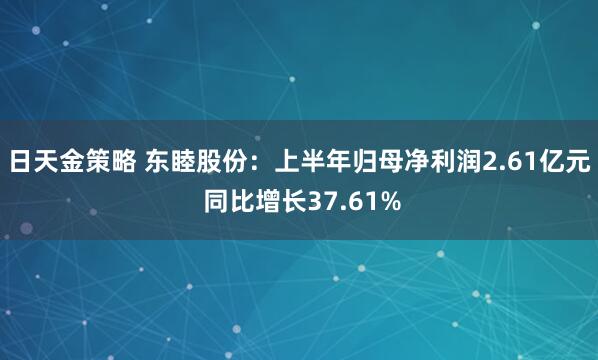 日天金策略 东睦股份：上半年归母净利润2.61亿元 同比增长37.61%